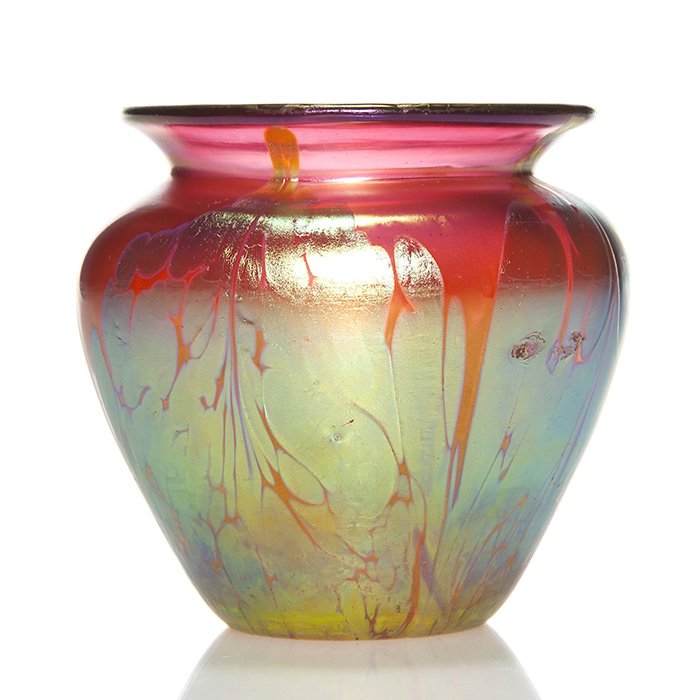 Miniature Loetz "Medici" vase, 3 1/8", rose pink (1 of 5)