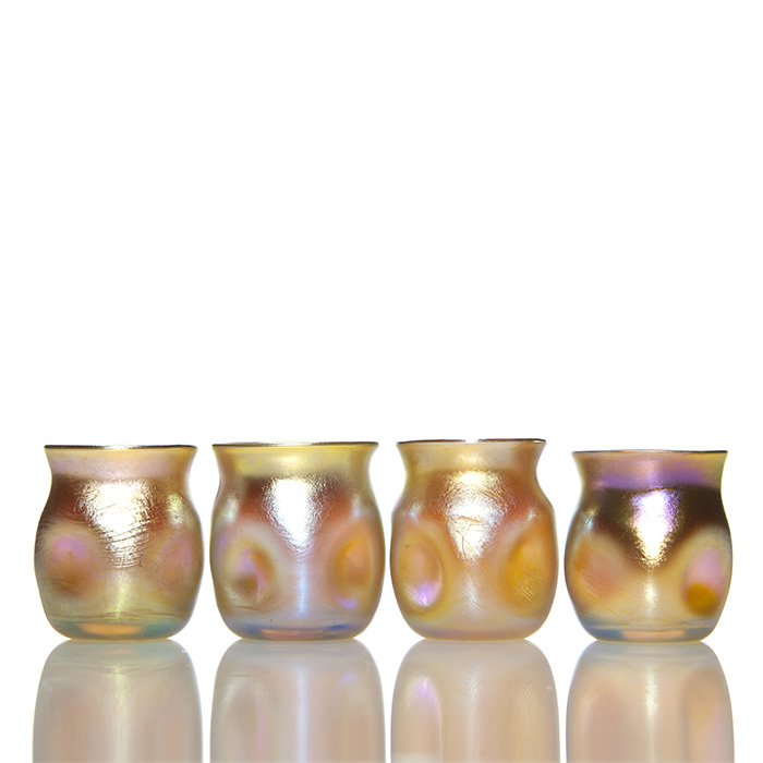 4 Small Tiffany cordials, pinched, 1 3/4", signed (1 of 1)