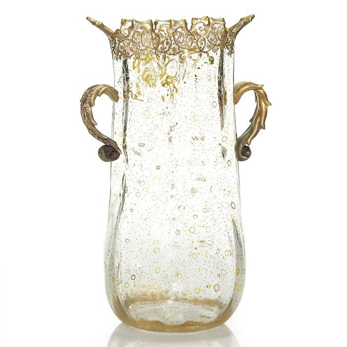 Mt. Washington Napoli vase, cut trim, 11 3/4" (1 of 1)