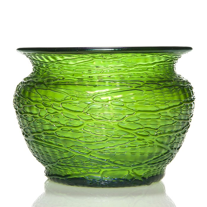 Loetz Creta Chine vase, threaded, 5 1/8"X7" (1 of 1)