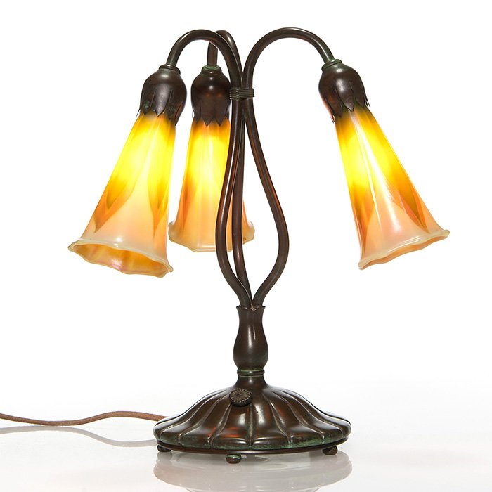 Lundberg 3 light lily lamp, 1980, 12" (1 of 2)