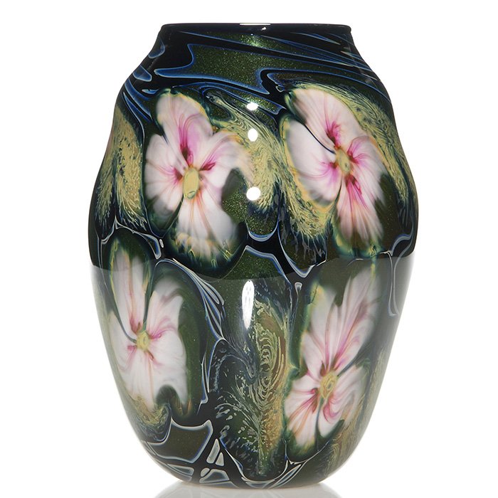 Charles Lotton Multi Flora Aventurine vase, 1988 (1 of 1)