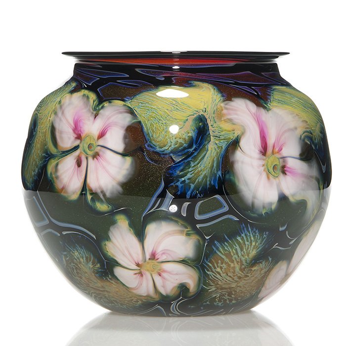 Charles Lotton Multi Flora Aventurine vase, '88 (1 of 1)