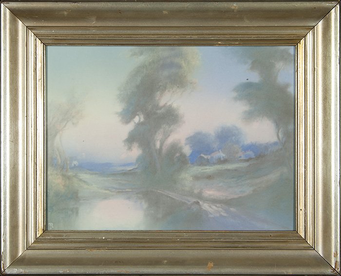 Rookwood Vellum plaque,houses,Rothenbusch,9"x12" (1 of 3)