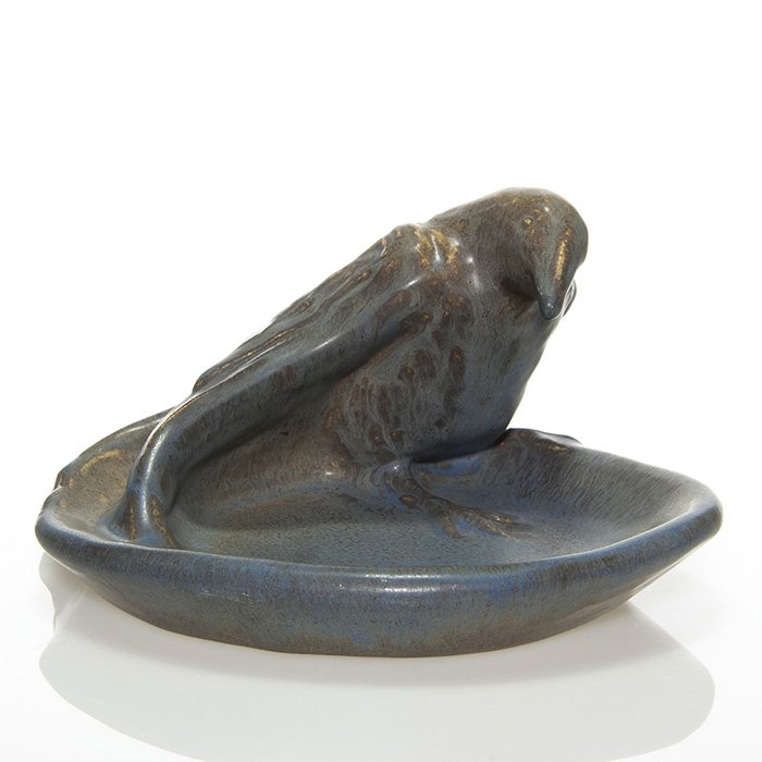 Rookwood Rook ashtray,blue & tan,1912,1139,4 1/4" (1 of 1)
