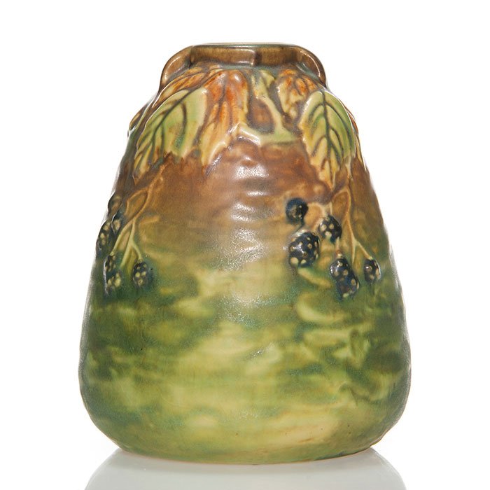 Roseville vase, closed handles, 5 1/8", shape 569 (1 of 1)