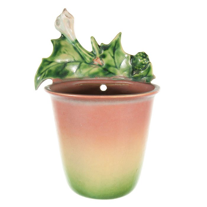 Roseville Thornapple bucket wall pocket, pink, 356-4 (1 of 1)