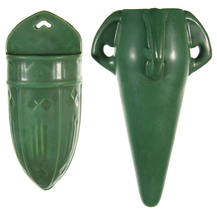 2 Roseville Matt Green WPs, 10 1/4", 11 1/8" (1 of 3)