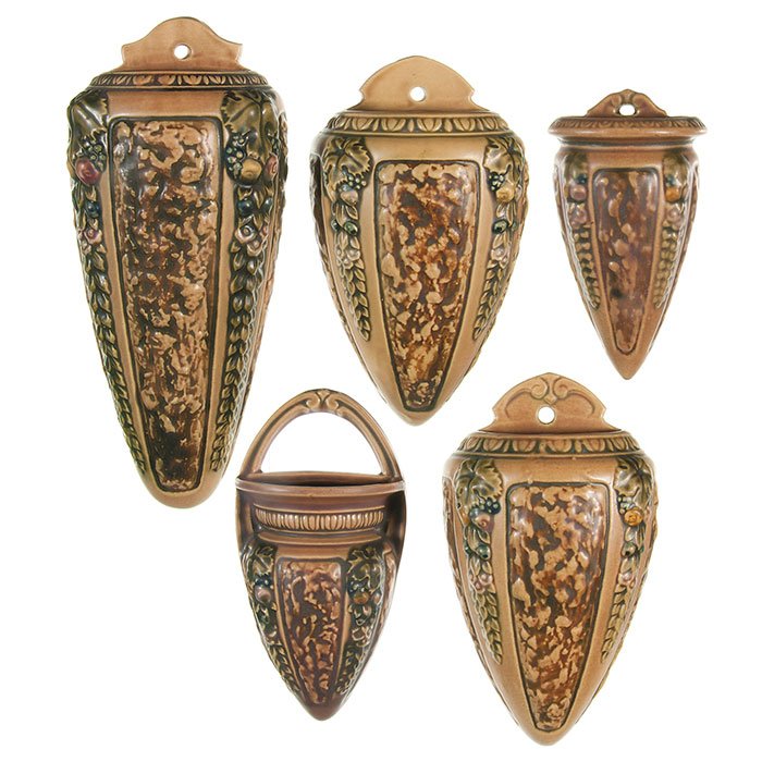 5 Roseville Florentine wall pockets, 1238, 1230, 1239 (1 of 4)