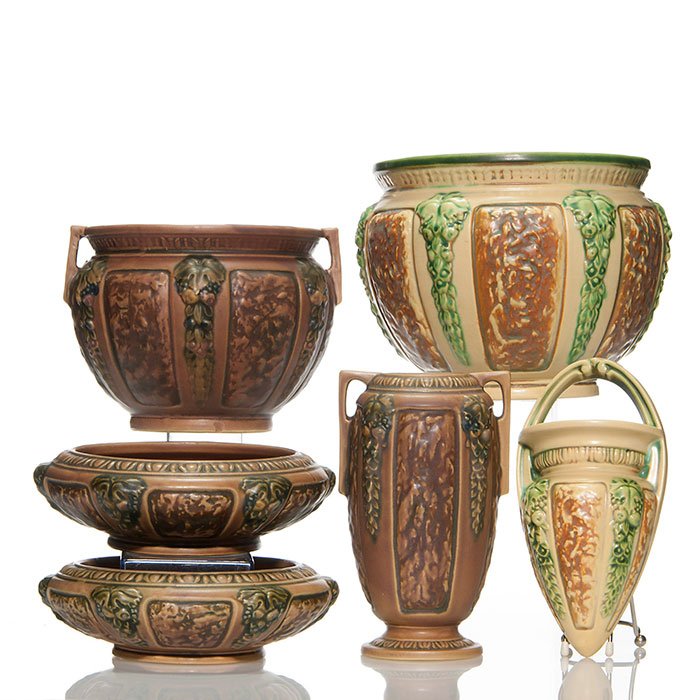 6 Roseville Florentine I & II: jardinieres, wall pocket (1 of 5)