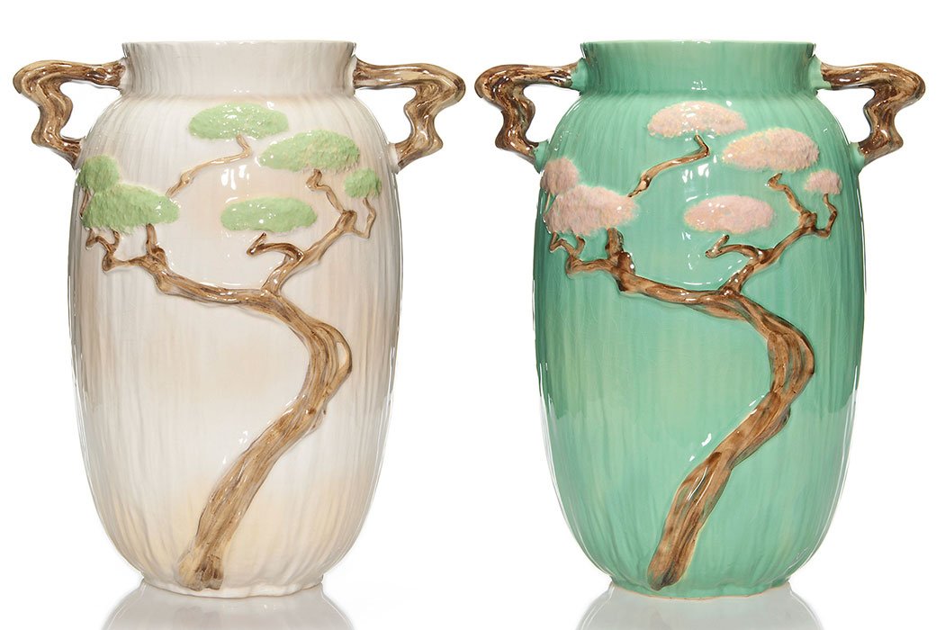 2 Roseville Ming Tree Floor vases, shape 586-15,15 1/2" (1 of 3)