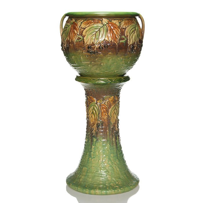 Roseville Blackberry jardiniere & pedestal, 28 1/4" (1 of 1)