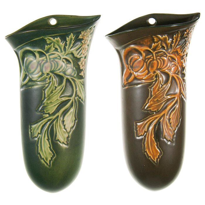 2 Roseville Panel wall pockets,pumpkins, 9 1/4" (1 of 1)