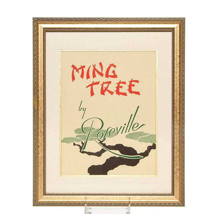 Roseville Ming Tree dealer sign, silk screen, framed (1 of 1)