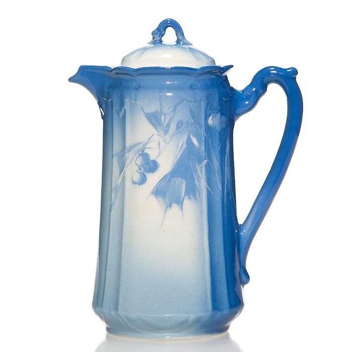 Roseville Azurine chocolate pot, lid, 9 3/8" (1 of 1)