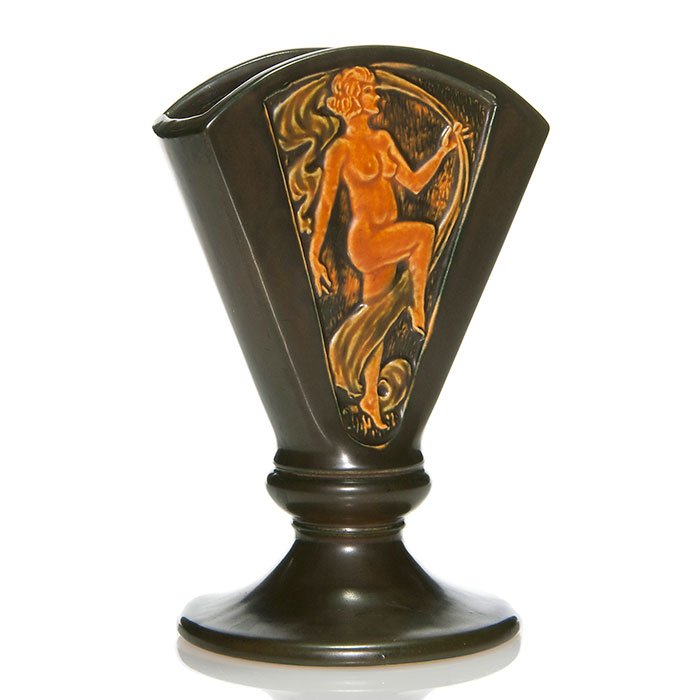 Roseville Panel fan vase, nudes, 8 1/8" (1 of 2)