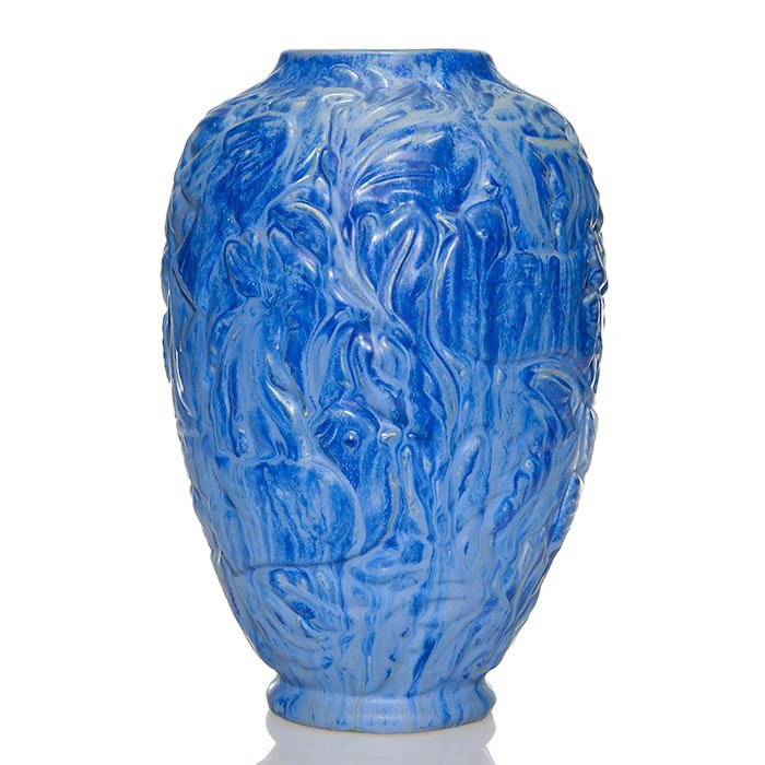 Fulper vase, birds, blue flambe', 12 7/8€ (1 of 1)