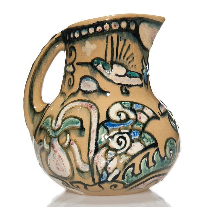 Shearwater pitcher, birds, flowers, 8 3/8" (1 of 1)