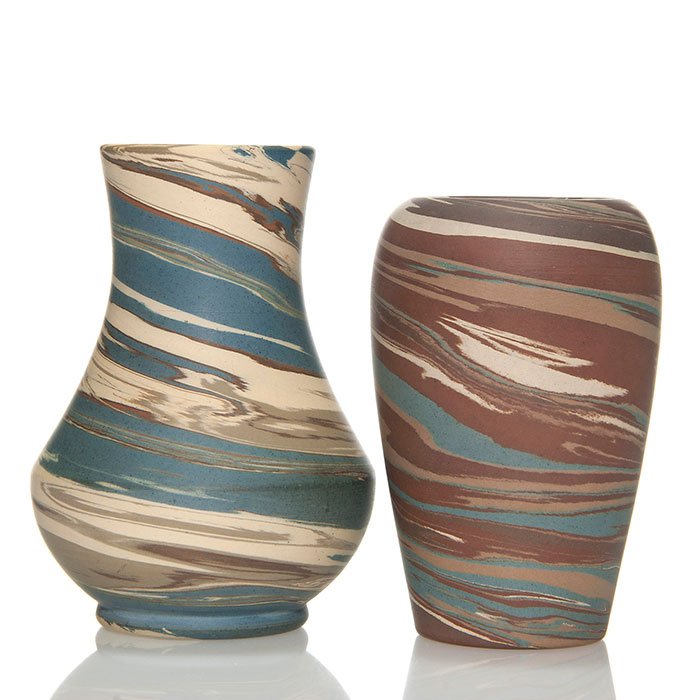 2 Niloak Mission Swirl vases, 4 1/2" & 4" (1 of 1)