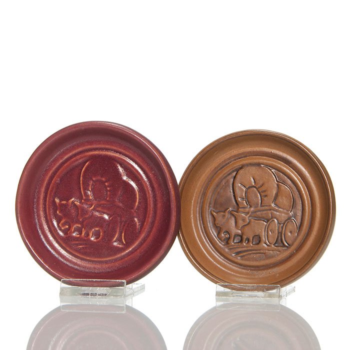 2 UND Connestoga wagon trays, mat glazes, 3 7/8" (1 of 1)