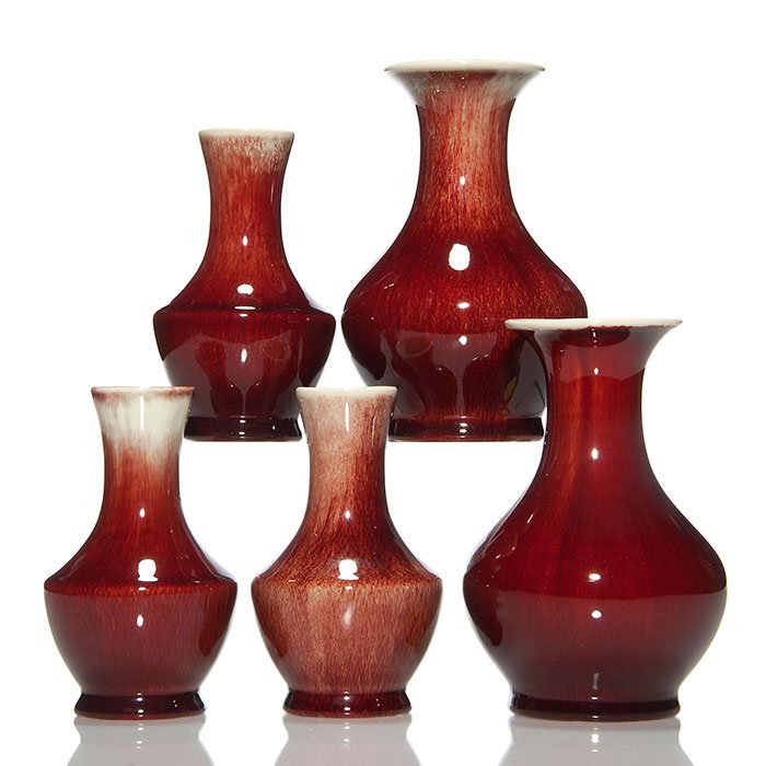 5 Catalina Pottery Oxblood vases, 4 3/4" & 5 3/4" (1 of 1)
