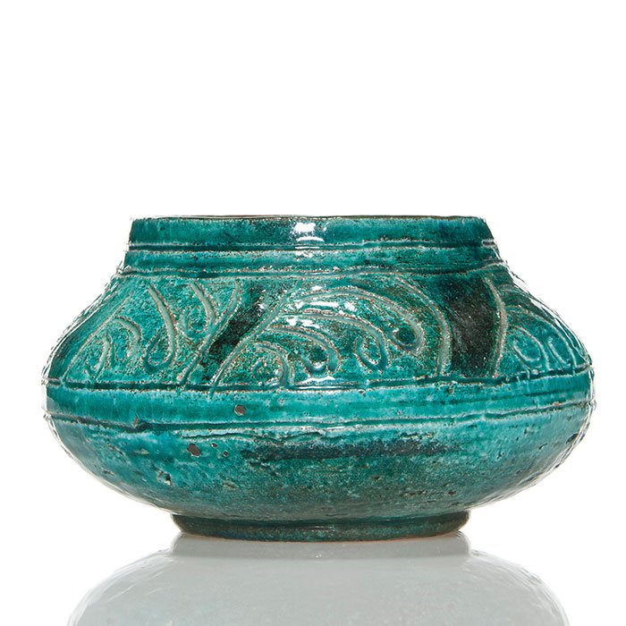Arequipa student vase, teal,  3 7/8", marks (1 of 1)