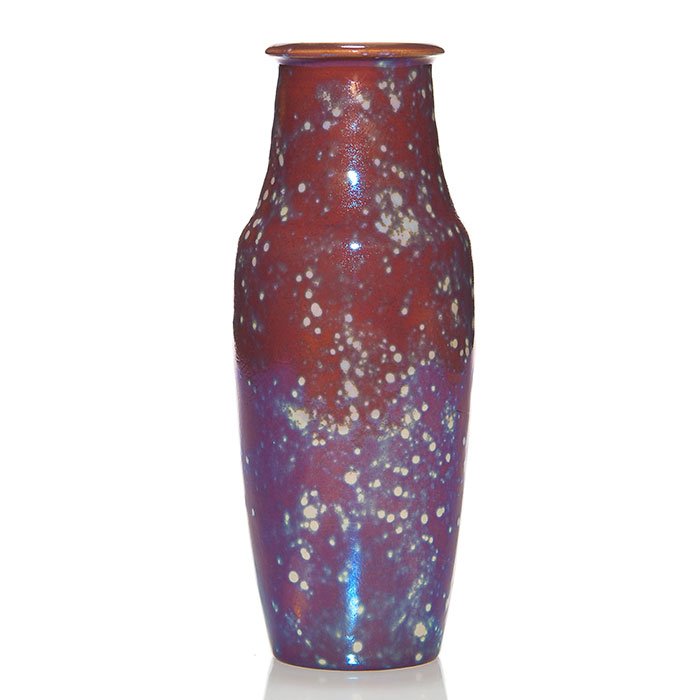 Paul Katrich vase, burgundy, silver flecks, 8 7/8" (1 of 1)