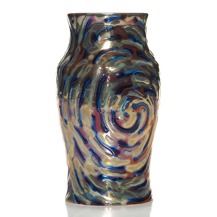 Paul Katrich luster ware vase, coil design, 6 1/2" (1 of 1)
