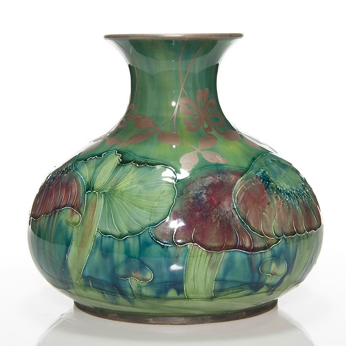 Early Moorcroft Claremont vase, Shreve silver, 10" (1 of 4)