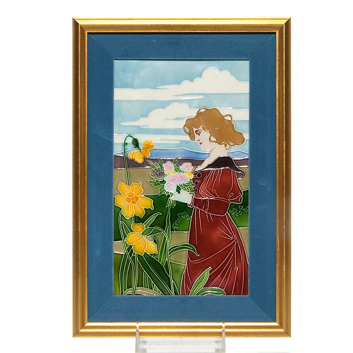 Johann Von Schwarz tile, Garden Maiden,10 3/4"X6 1/2" (1 of 1)