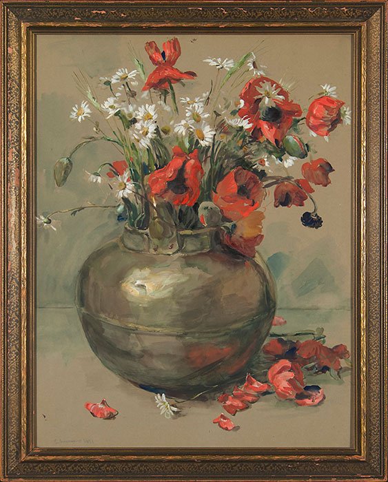 Elizabeth Nourse W/C,poppies,1891, 24 3/4"x19 1/8" (1 of 5)