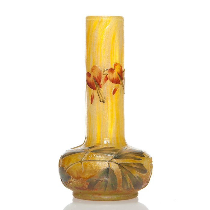 Mini Daum Nancy cameo vase,bleeding hearts,4 1/2" (1 of 1)