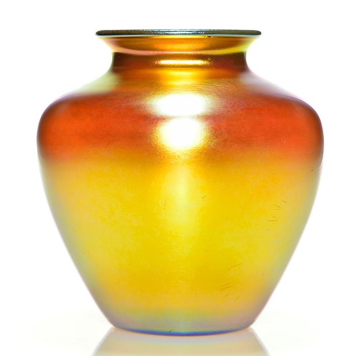 Steuben gold Aurene Classic vase, 8" signed (1 of 1)