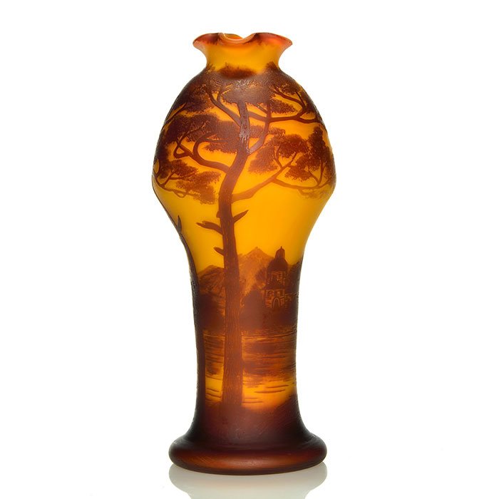 Richard cameo vase, scenic, 8 3/8", signed (1 of 1)