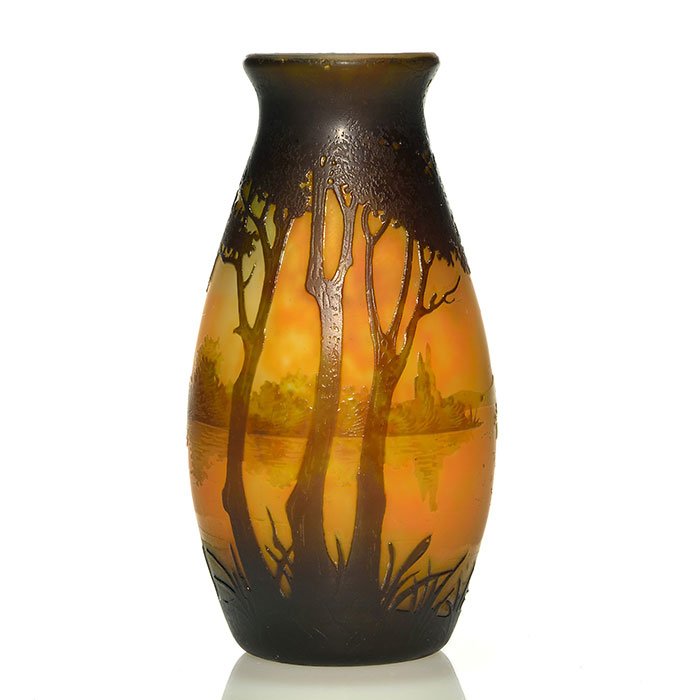 Daum Nancy scenic cameo vase, 6", cameo signed (1 of 1)