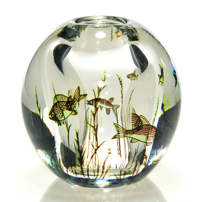 Orrefors Graal vase, fish, Hald, 4 1/2", signed (1 of 1)