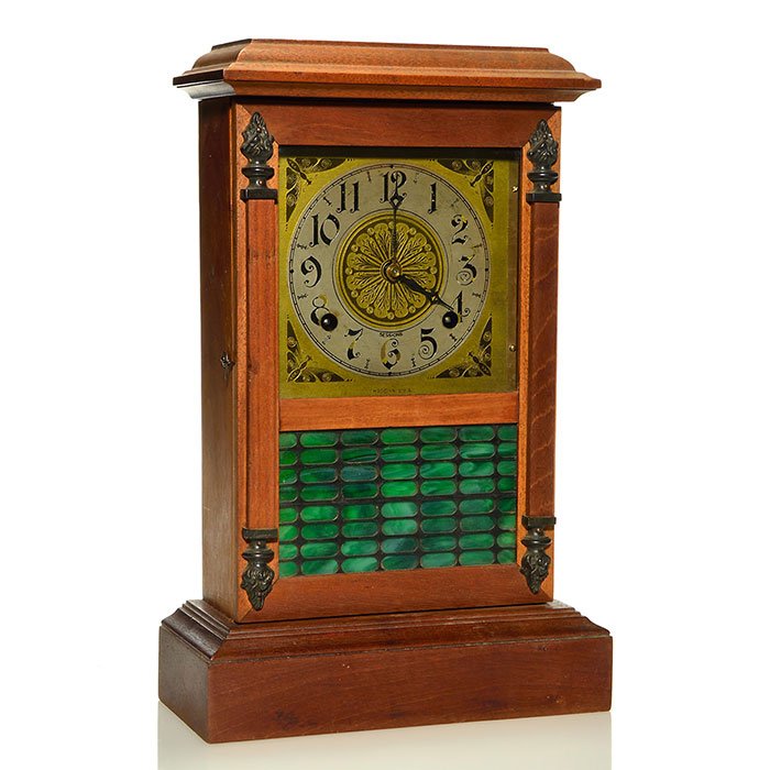 Sessions mantle clock, slag glass door, 16 1/4" (1 of 4)