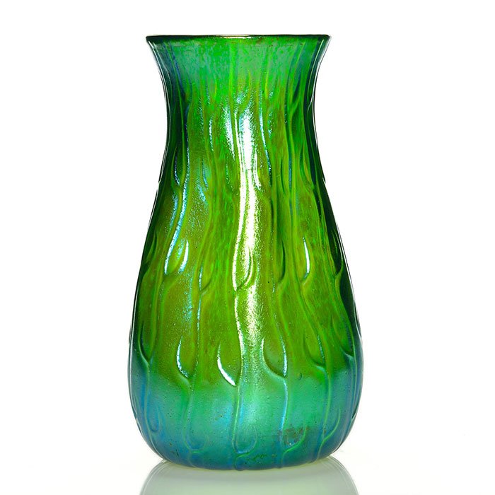 Large Loetz Crete Neptun vase, blue, 9 1/4" (1 of 1)