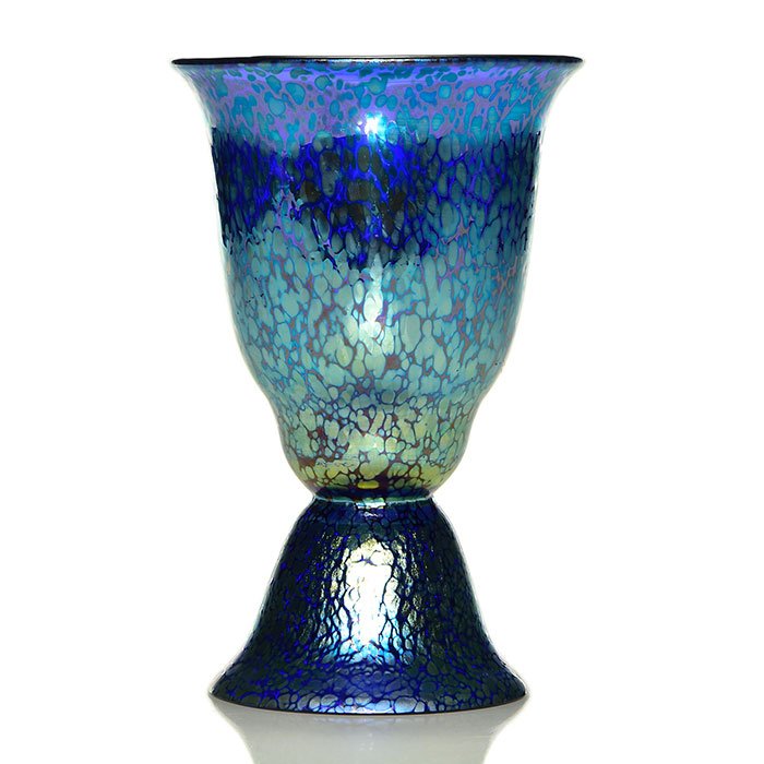 Loetz Papillon chalice vase, cobalt, 6" (1 of 1)