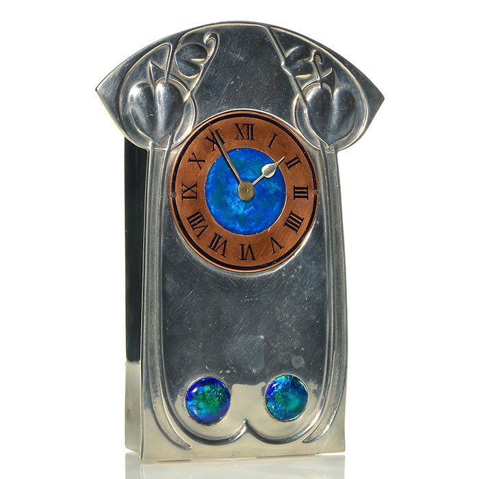 Liberty Tudric clock, enamel, brass dial, 8" (1 of 1)