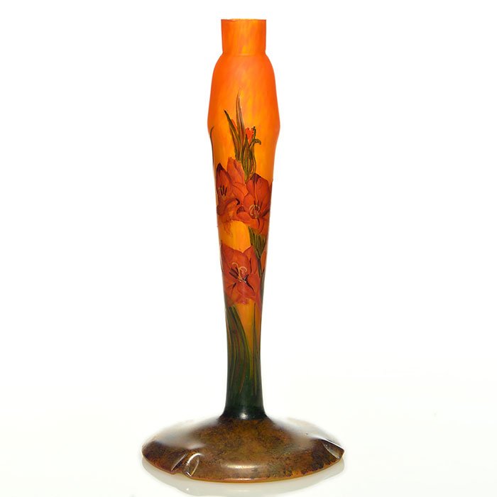 DeLatte cameo lamp base, floral, 14", signed (1 of 1)