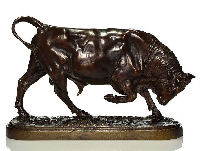 Isidore Bonheur bronze bull, 13 3/4" X 20", marked (1 of 8)