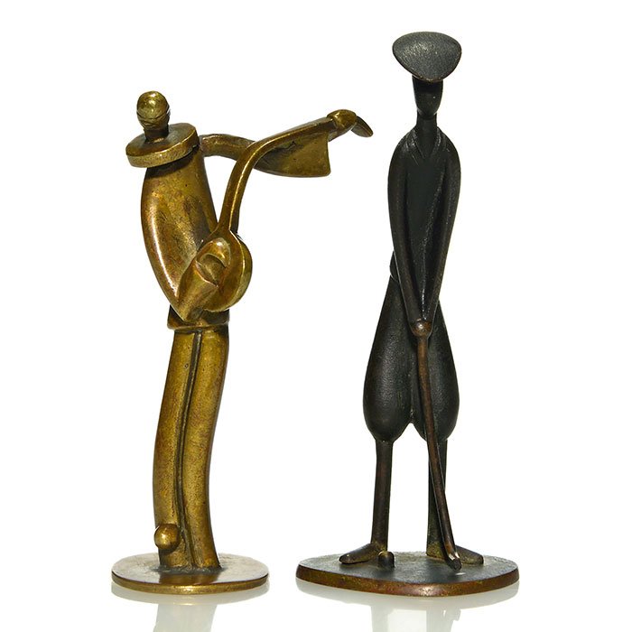 2 Hagenauer bronzes 3 1/2" clown/musician,4" golfer (1 of 1)