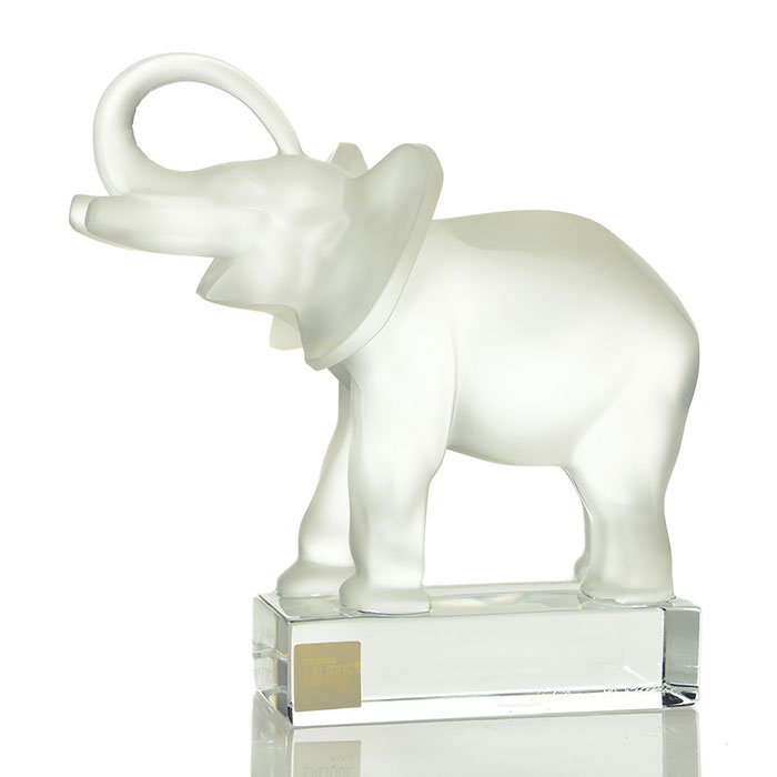 Lalique "Good Luck" elephant, frosted, 6", signed (1 of 1)