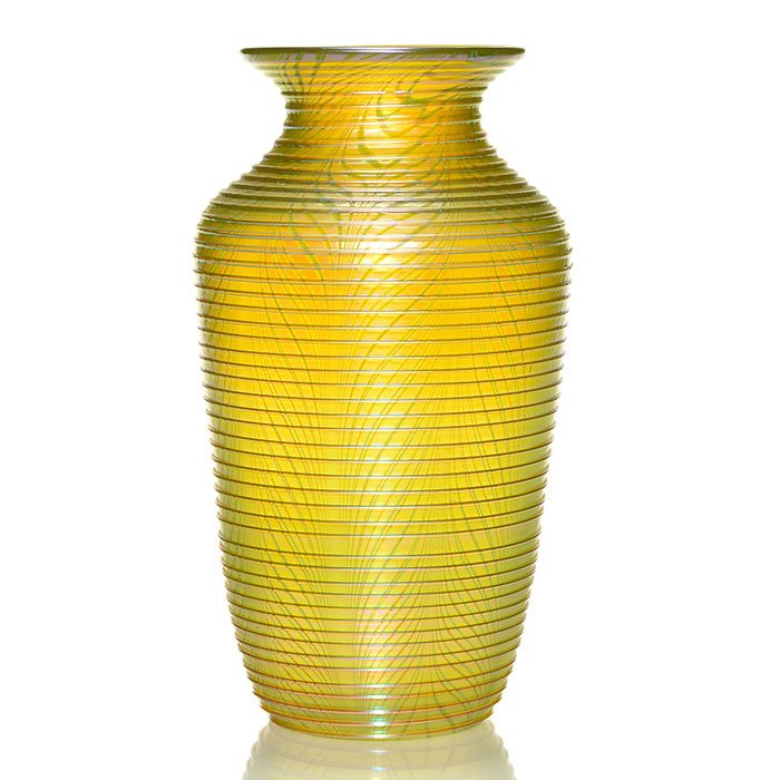 Early Orient & Flume threaded vase, 8 3/8", 1981 (1 of 1)