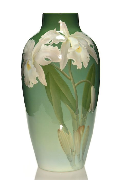 Rookwood Iris vase, orchids, Schmidt, '03, 19 1/8" (1 of 3)