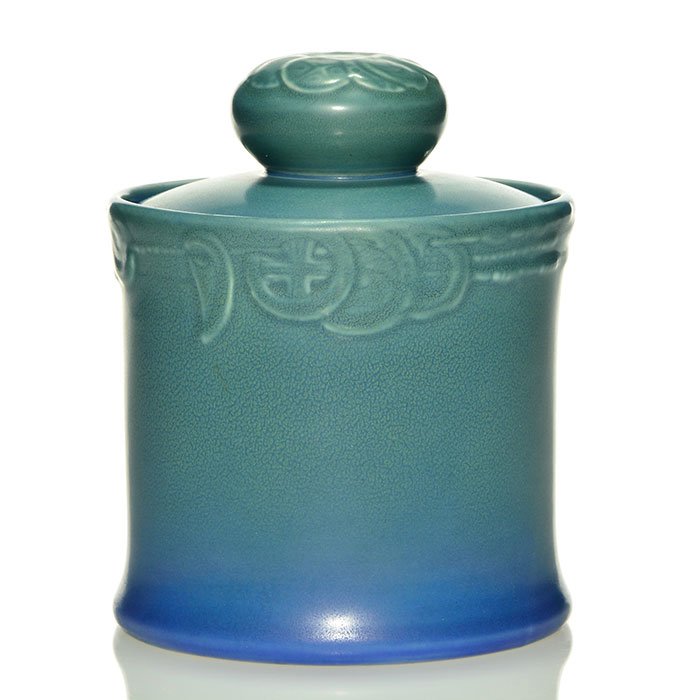 Rookwood humidor, green/blue, 7 1/4", shape 1019 (1 of 1)