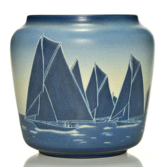 Rookwood Vellum, yachts, Sax, '09, 6 1/2" x 6 1/2" (1 of 2)