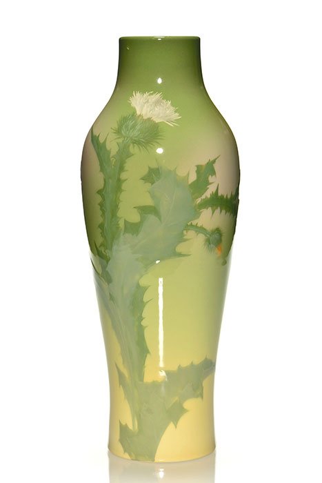 Rookwood Iris vase, thistles, A.R. Valentien, 14 1/2" (1 of 3)