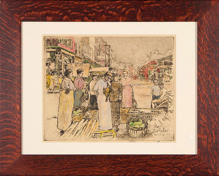 E.T. Hurley hand tinted etching, 9 3/4" x 12 1/2" (1 of 2)